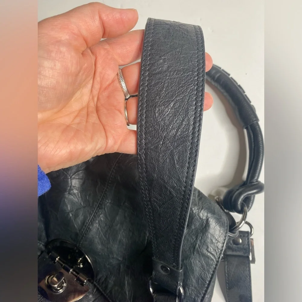 Camilla Alves Black Leather Converse Crossbody Handbag EUC